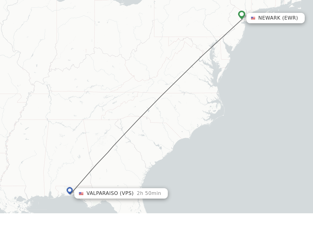 Flights from New York to Fort Walton Beach route map