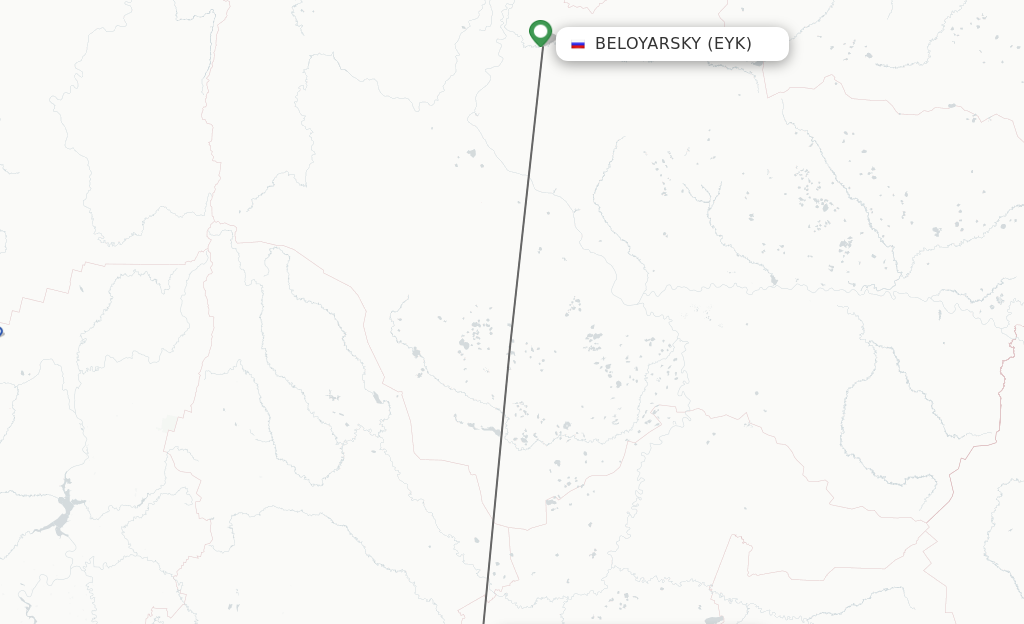 Flights from Beloyarsky to Tyumen route map