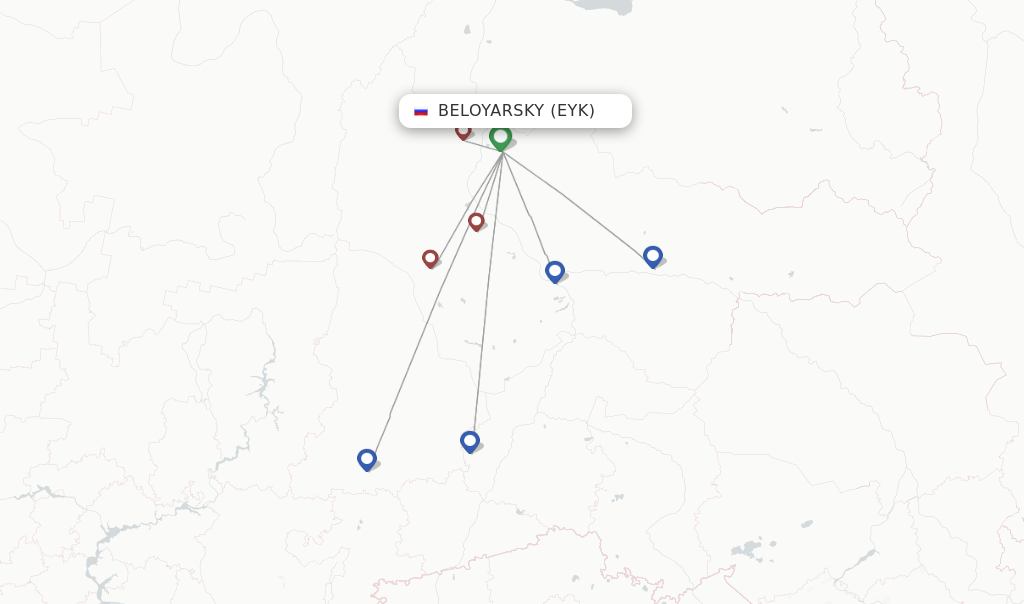 Beloyarsky flight map