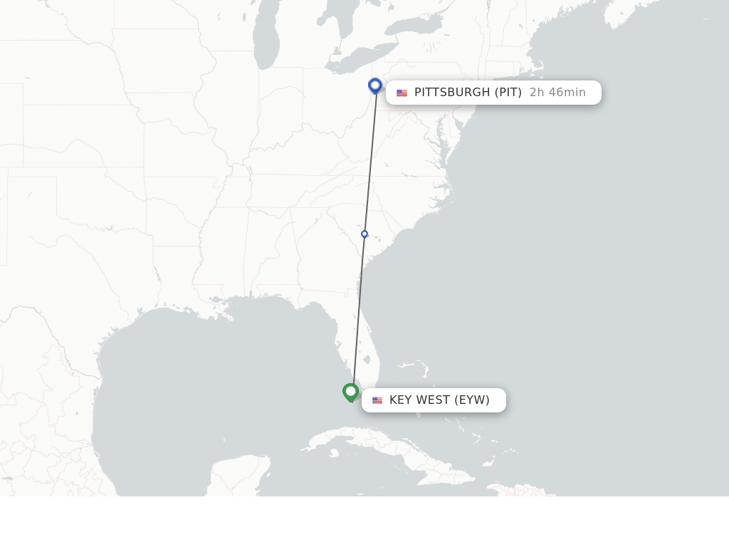 Flights from Key West to Pittsburgh route map