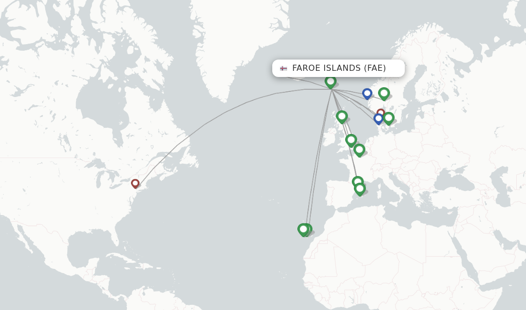 Faroe Islands flight map