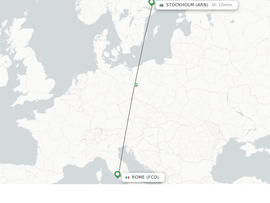 Flights from Rome to Stockholm route map