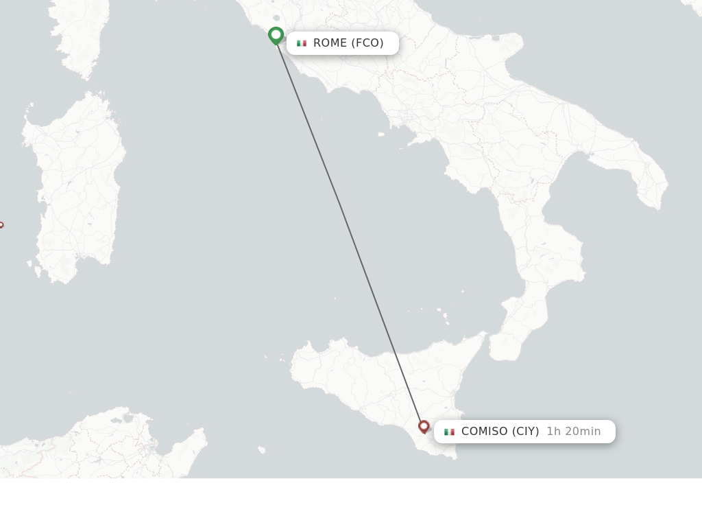 Flights from Rome to Comiso route map
