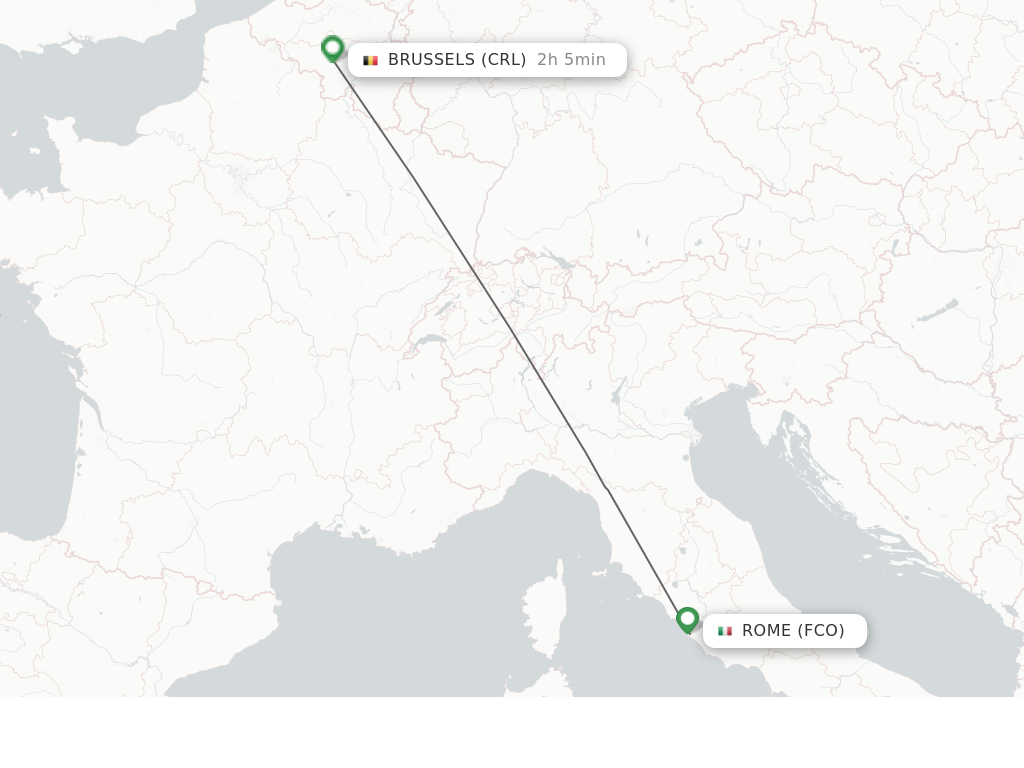 Flights from Rome to Brussels route map