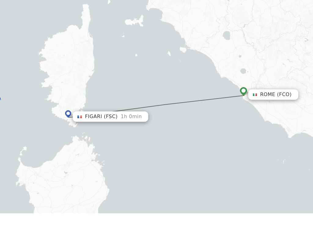 Flights from Rome to Figari route map
