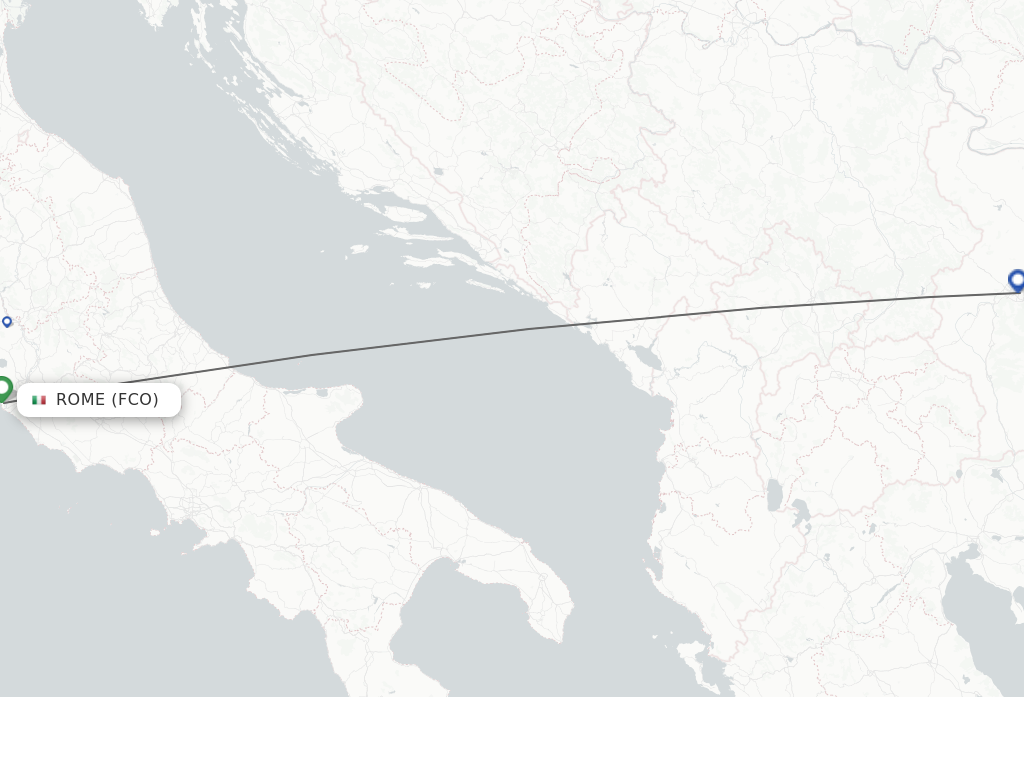 Flights from Rome to Sofia route map