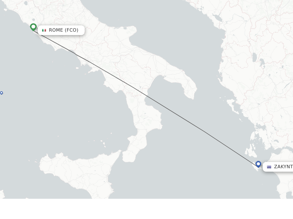Flights from Zakinthos to Rome route map