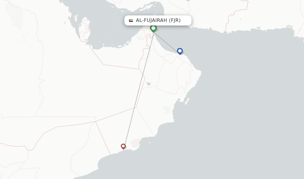 Flights from Al-Fujairah to Kannur route map