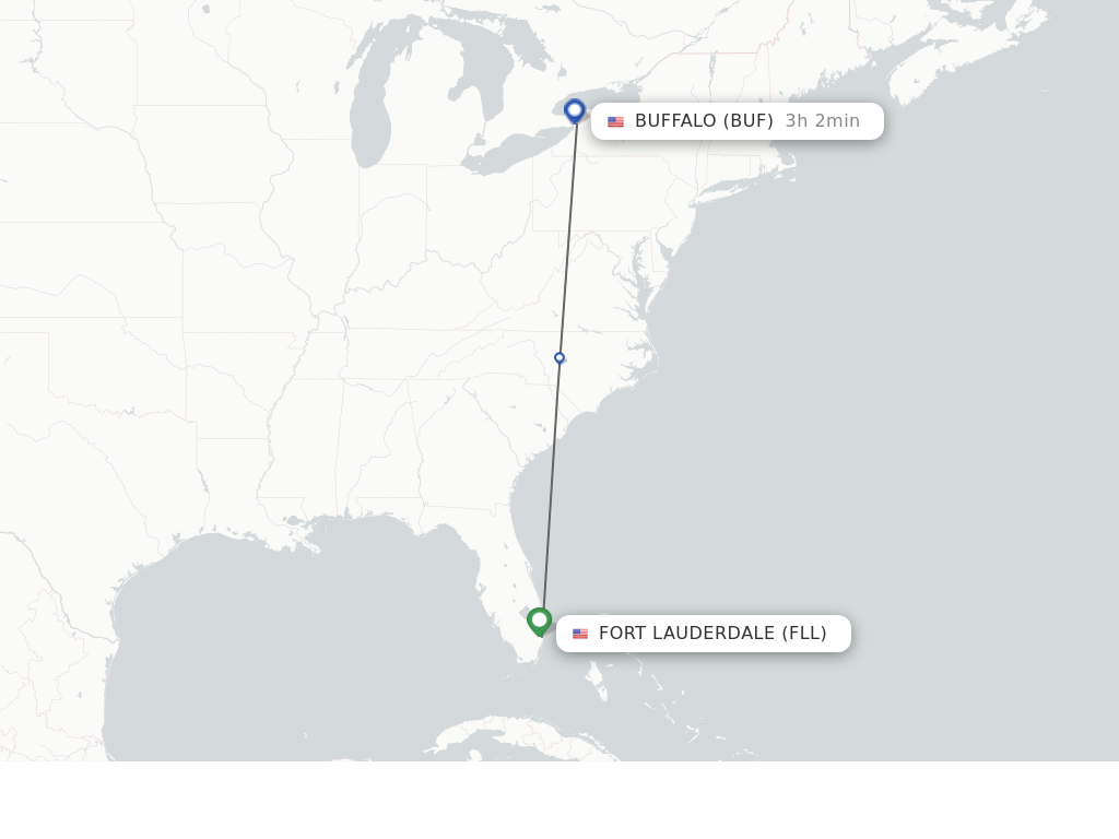 Flights from Fort Lauderdale to Buffalo route map