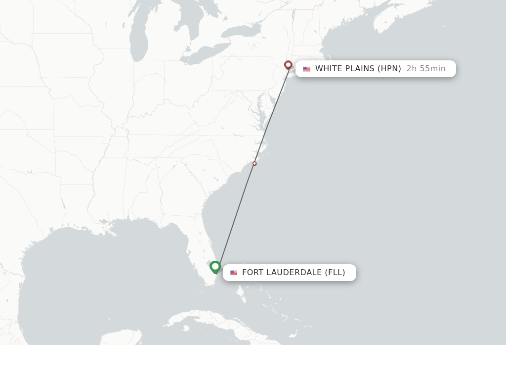 Flights from Fort Lauderdale to Westchester County route map