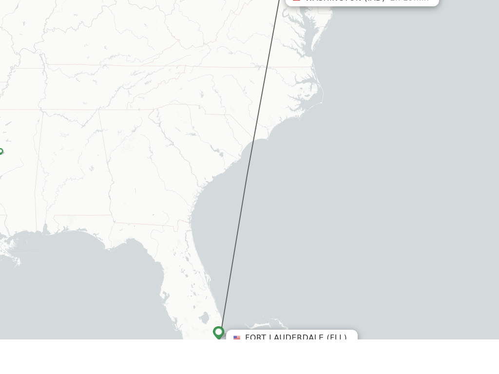 Flights from Fort Lauderdale to Washington route map