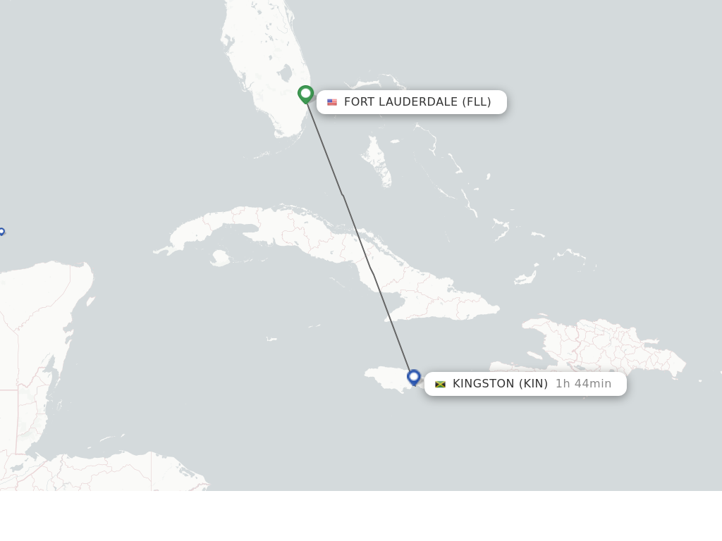 Flights from Fort Lauderdale to Kingston route map