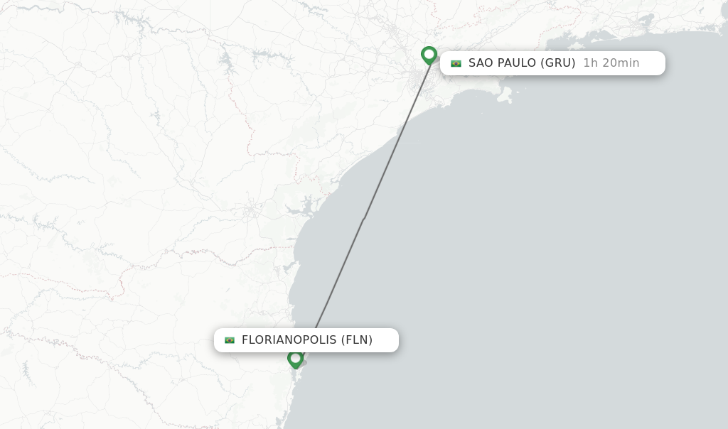 Flights from Florianopolis to Sao Paulo route map