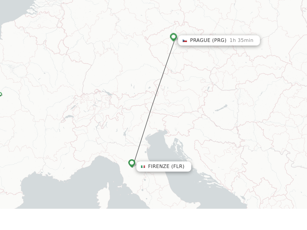 Flights from Florence to Prague route map