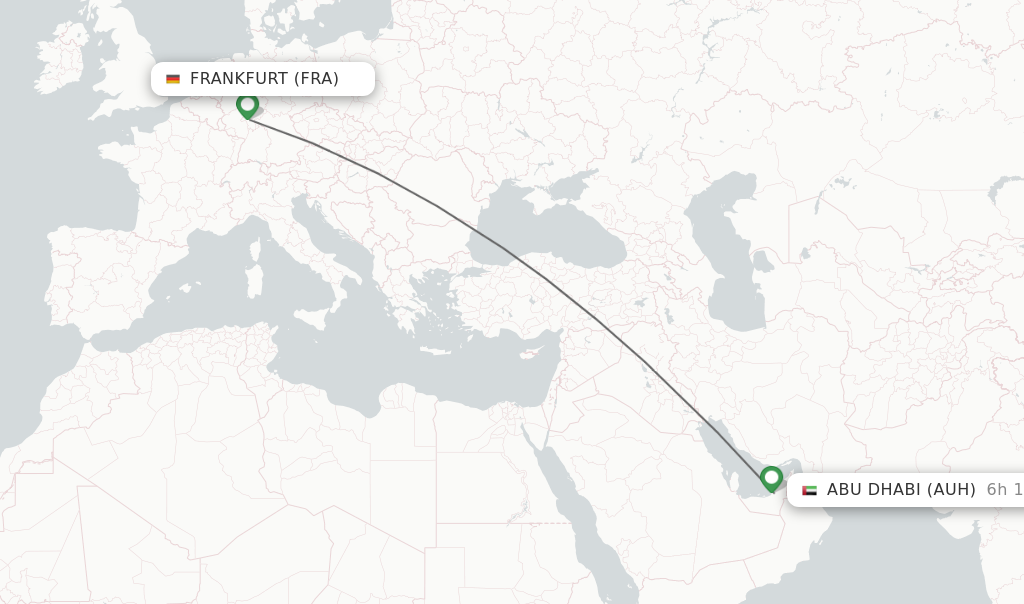 Flights from Frankfurt to Abu Dhabi route map