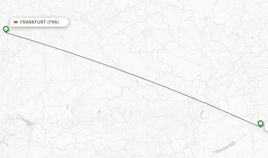Flights from Frankfurt to Budapest route map