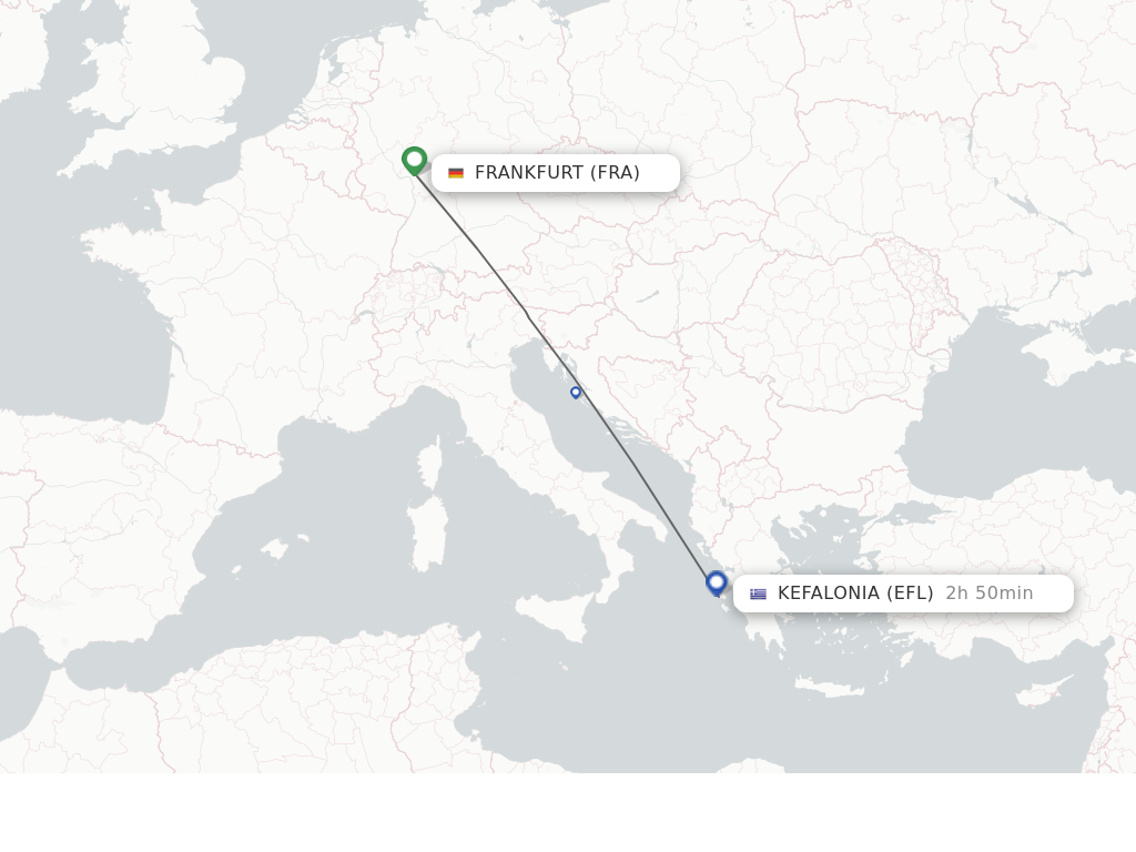 Flights from Frankfurt to Kefallinia route map