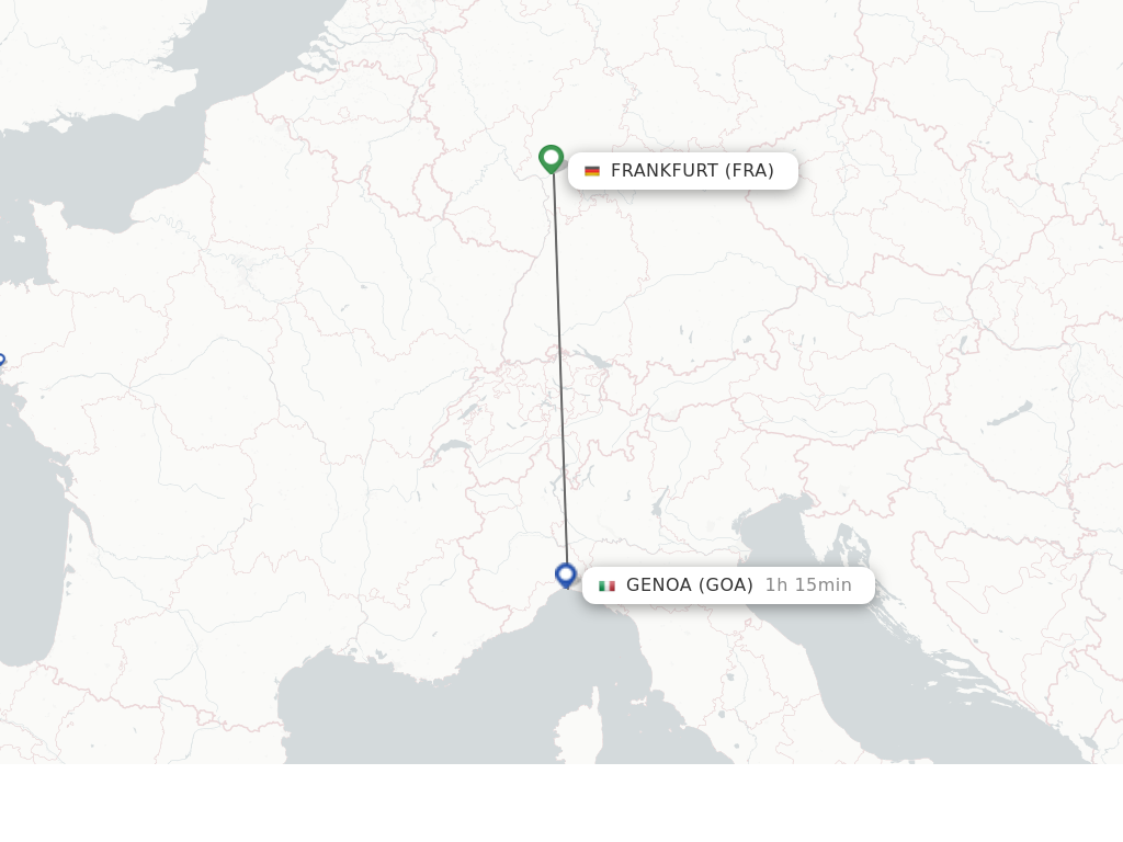 Flights from Frankfurt to Genoa route map