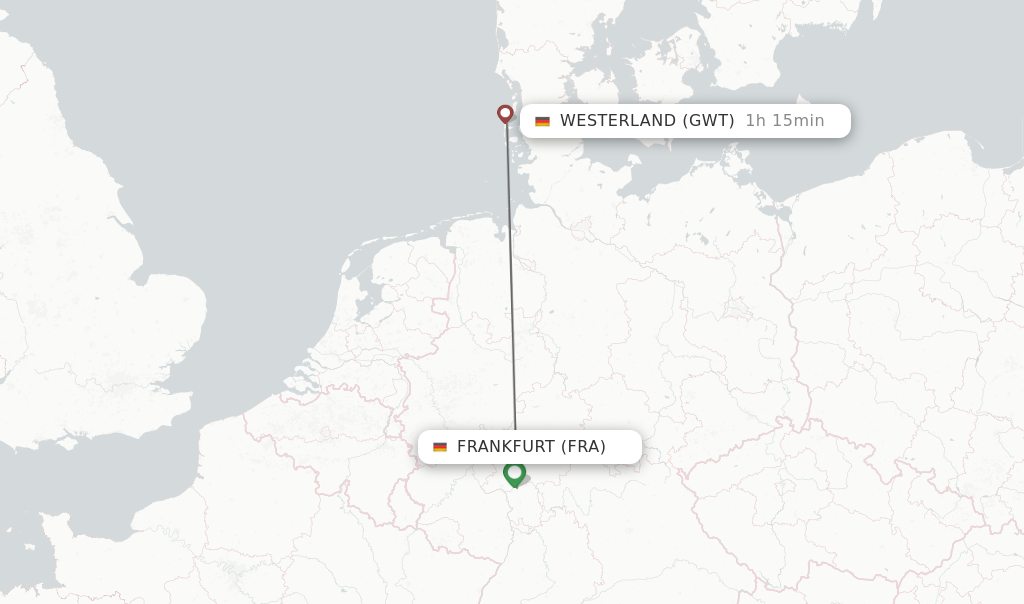 Flights from Frankfurt to Westerland route map