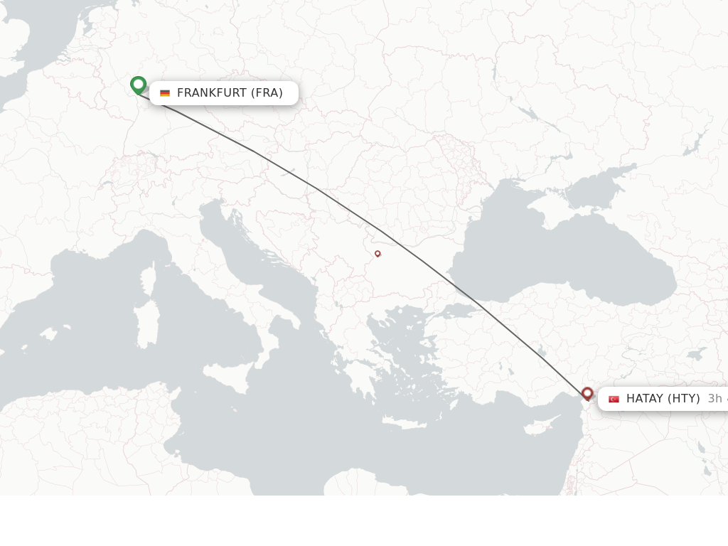 Flights from Frankfurt to Antakya route map