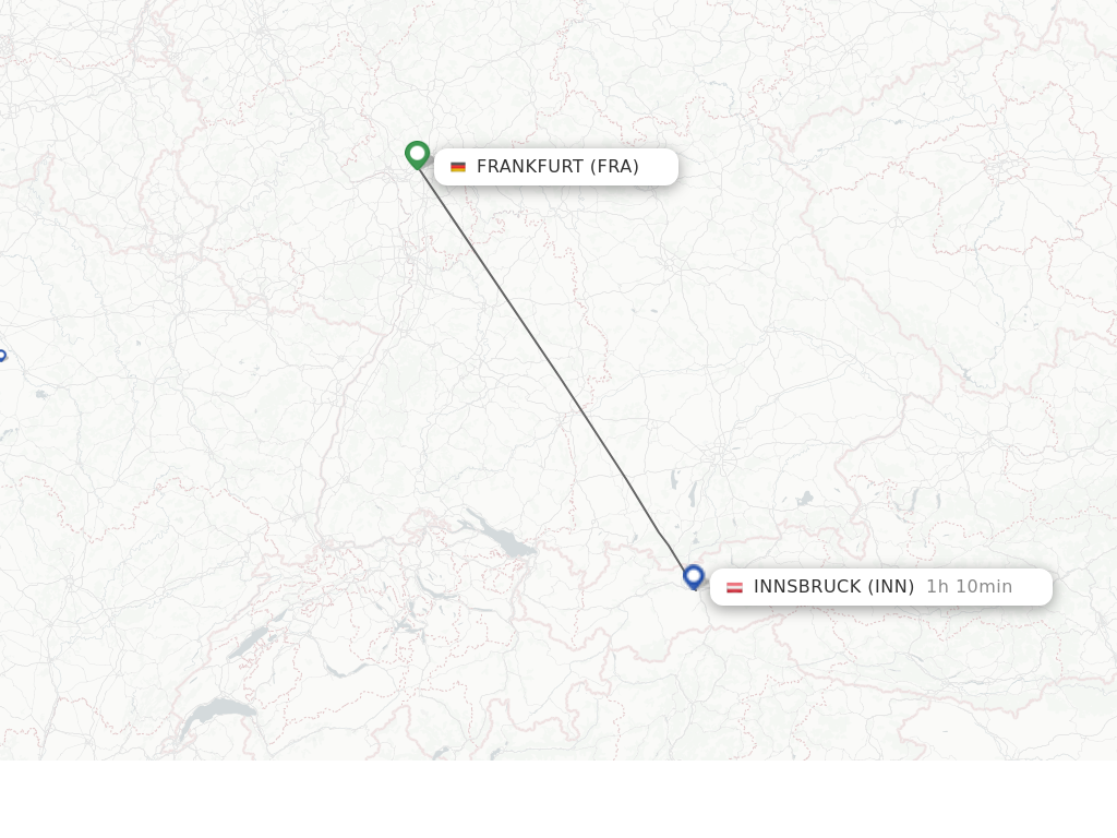 Flights from Frankfurt to Innsbruck route map