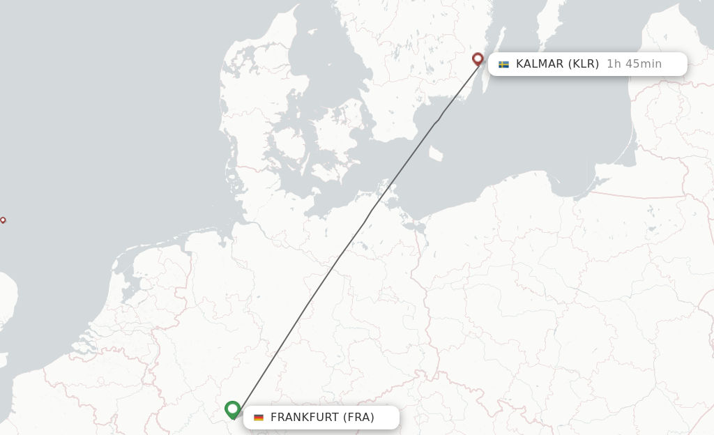 Flights from Frankfurt to Kalmar route map