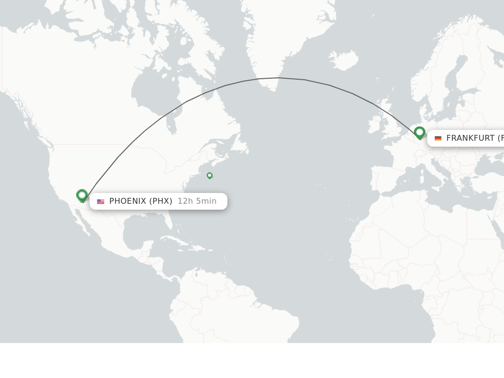 Flights from Frankfurt to Phoenix route map