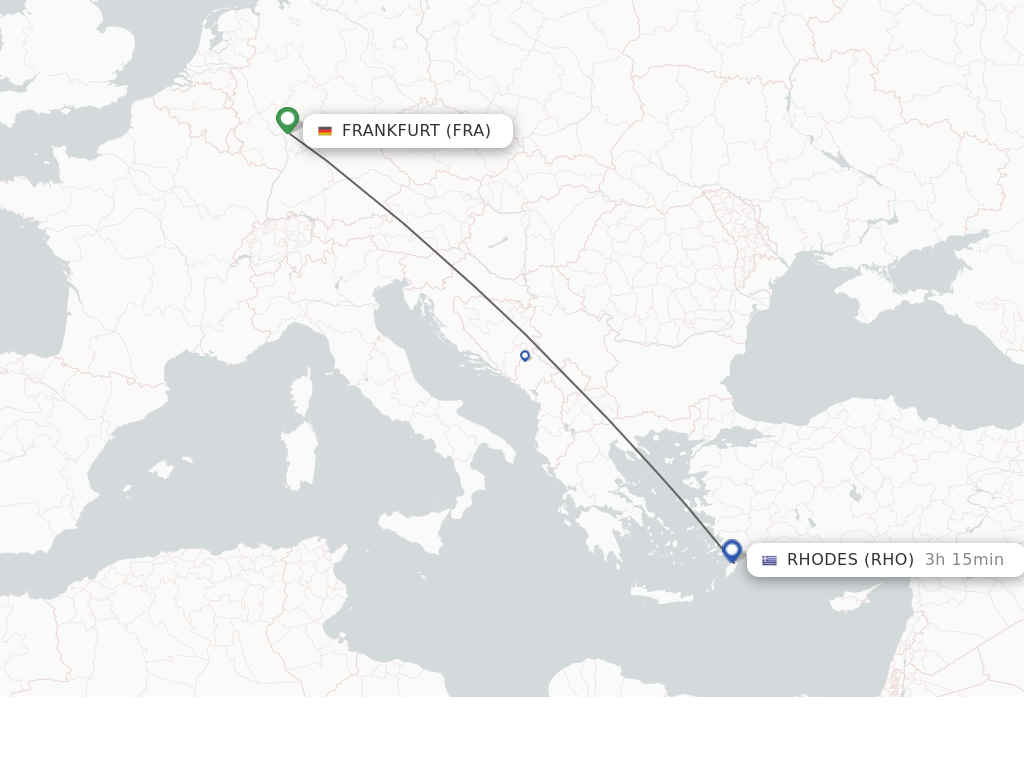 Flights from Frankfurt to Rhodes route map