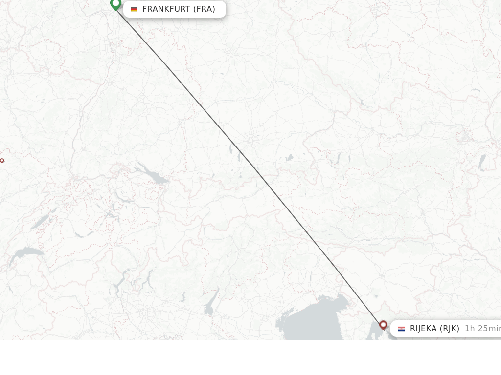 Flights from Frankfurt to Rijeka route map