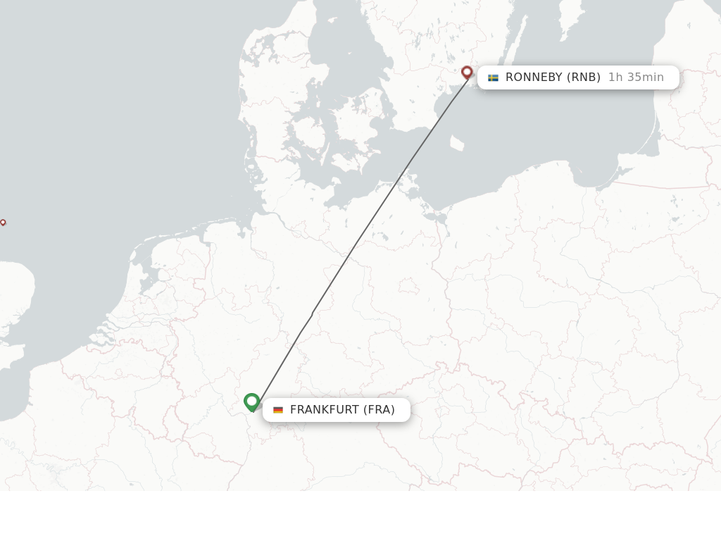 Flights from Frankfurt to Ronneby route map
