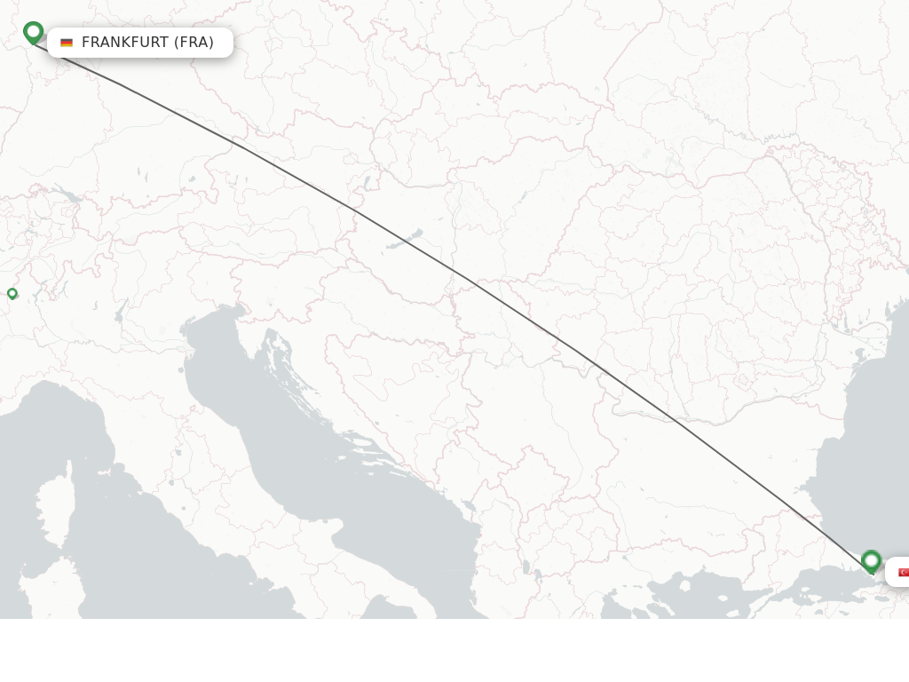 Flights from Frankfurt to Istanbul route map