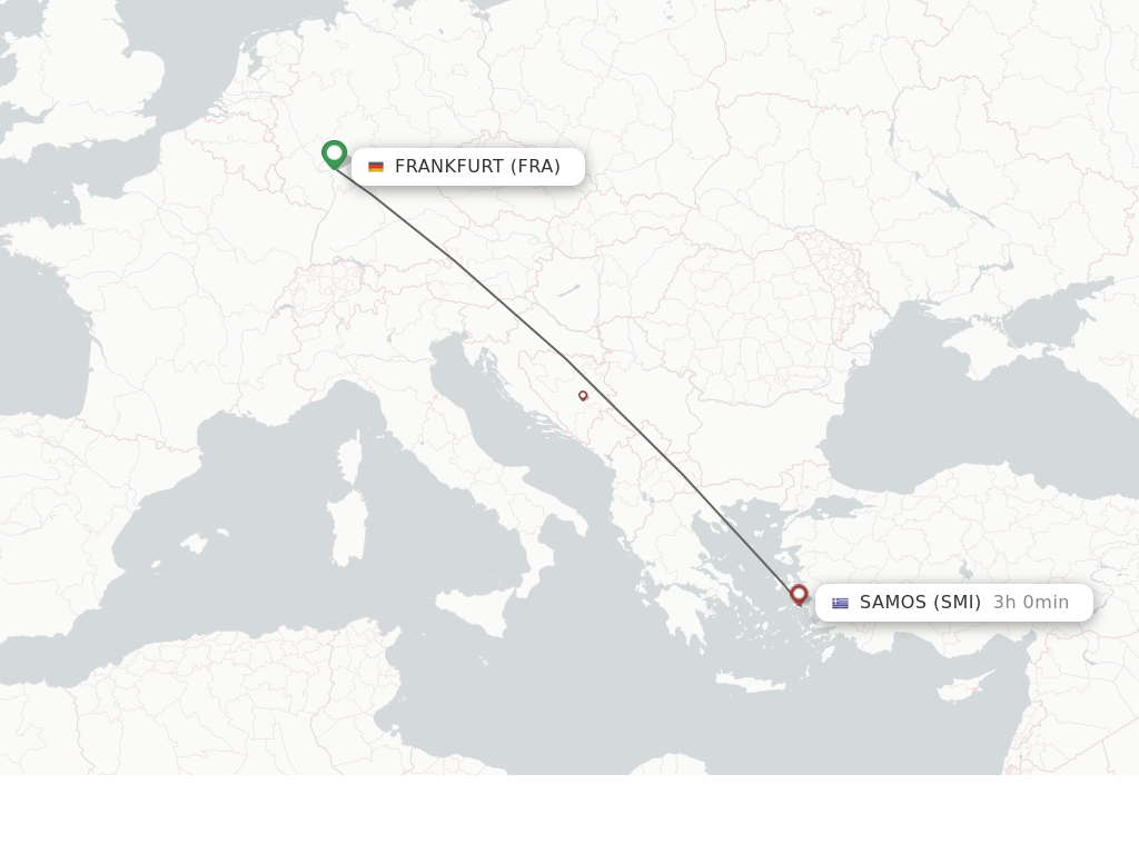 Flights from Frankfurt to Samos route map