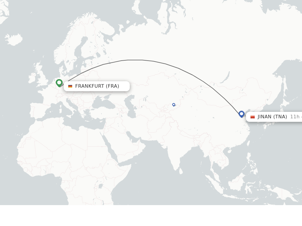 Flights from Frankfurt to Jinan route map