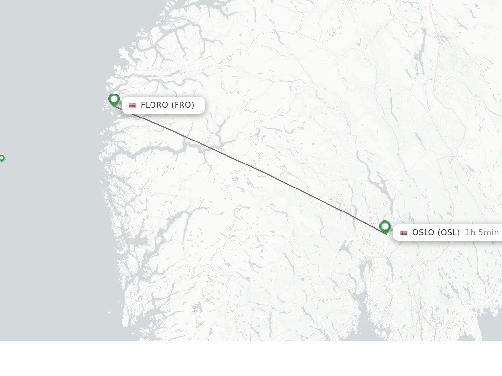 Flights from Floro to Oslo route map