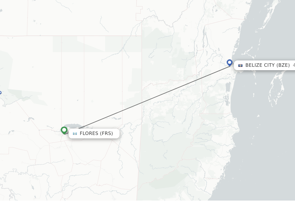 Flights from Flores to Belize City route map