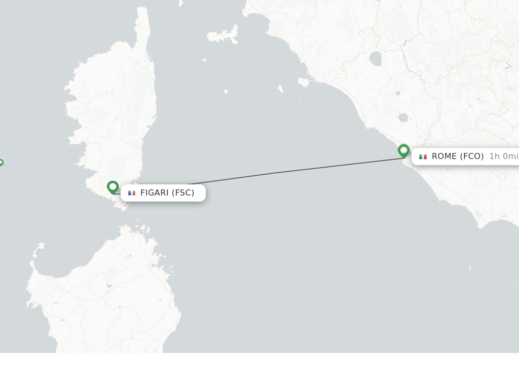 Flights from Figari to Rome route map