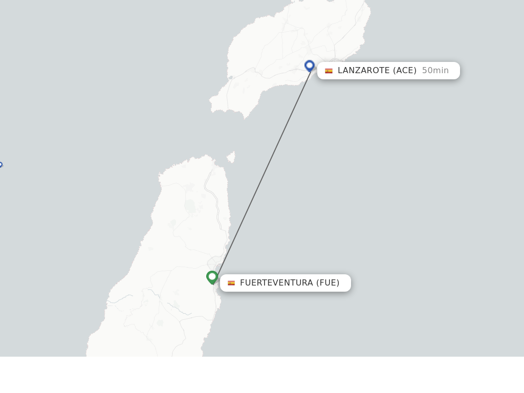 Flights from Puerto del Rosario to Lanzarote route map