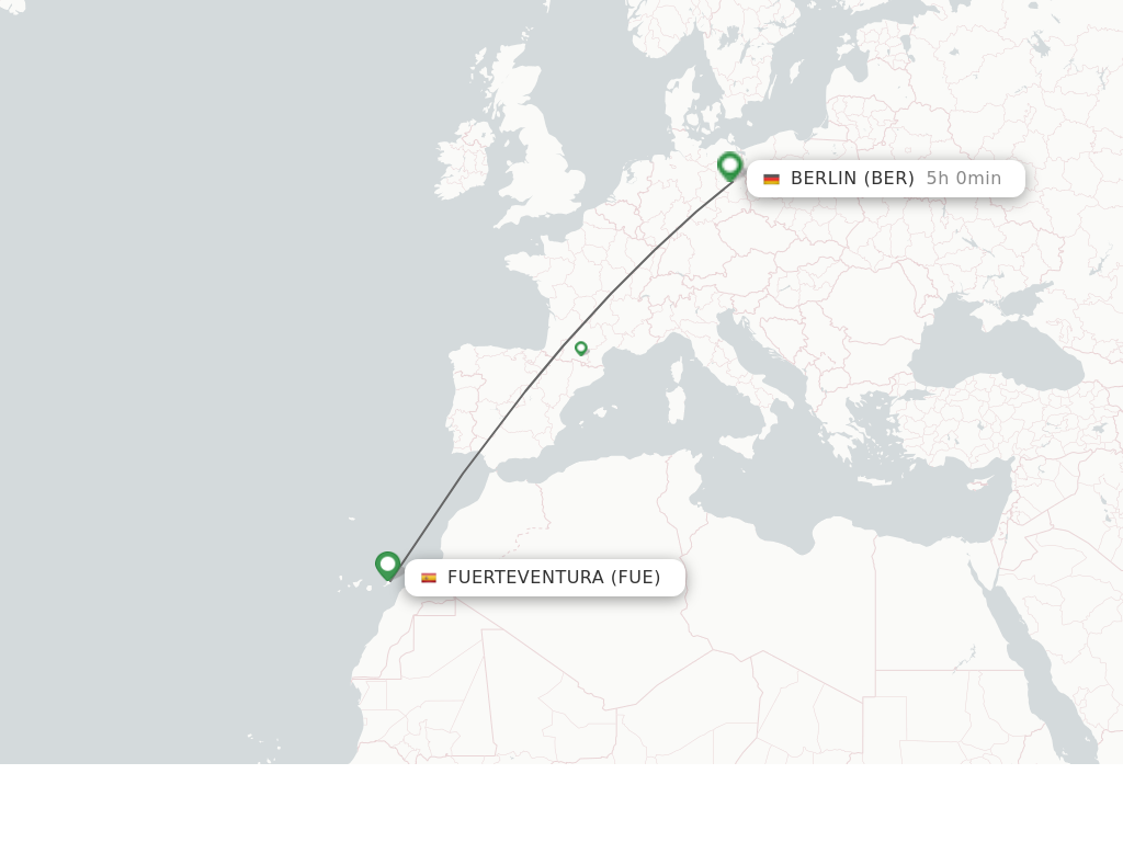 Flights from Puerto del Rosario to Berlin route map