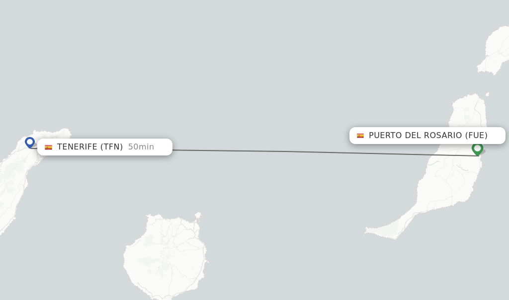 Flights from Puerto del Rosario to Tenerife route map