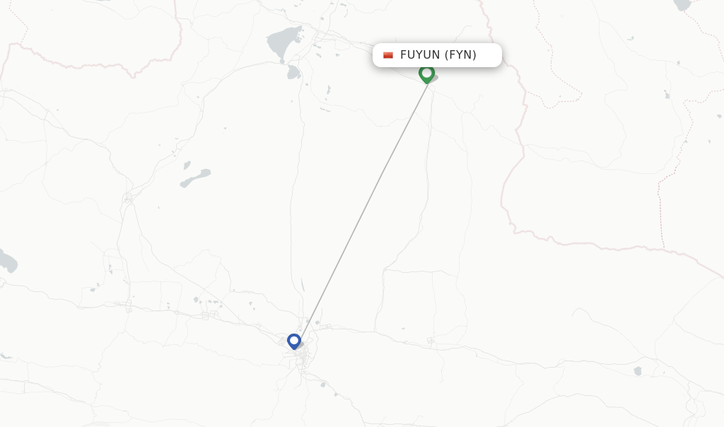 Route map with flights from Fuyun with China Southern