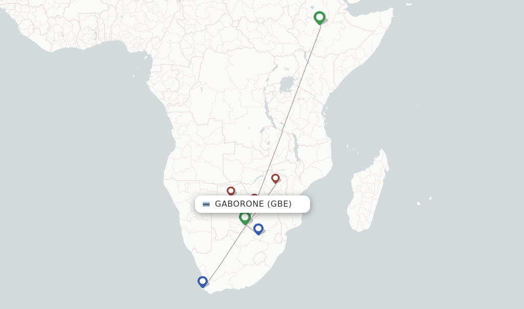 Gaborone flight map