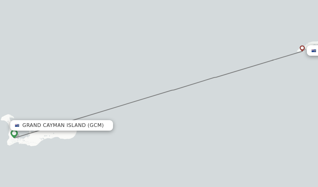 Flights from Grand Cayman Island to Little Cayman route map