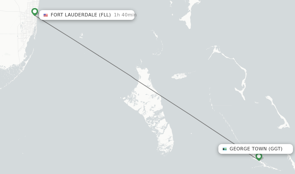 Flights from George Town to Fort Lauderdale route map