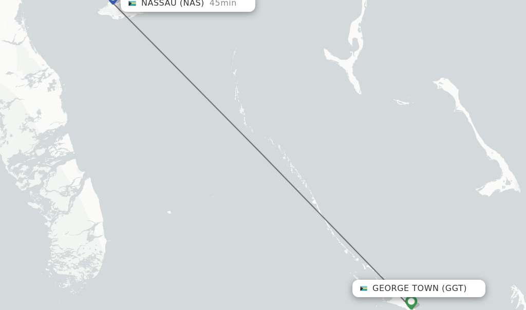 Flights from George Town to Nassau route map