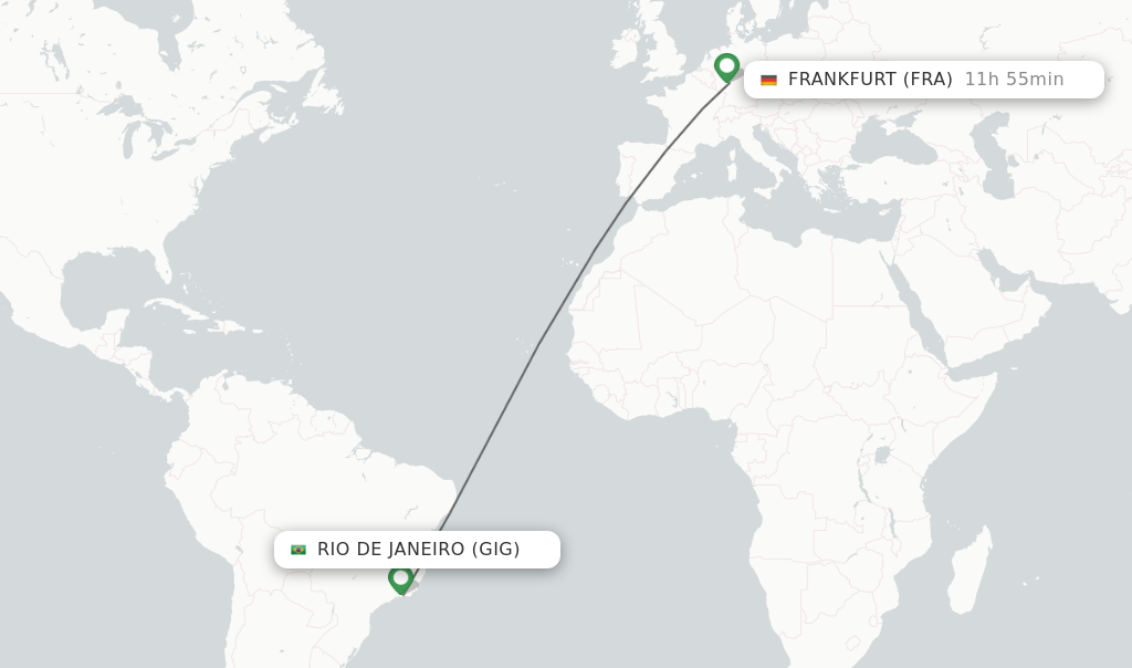 Flights from Rio De Janeiro to Frankfurt route map