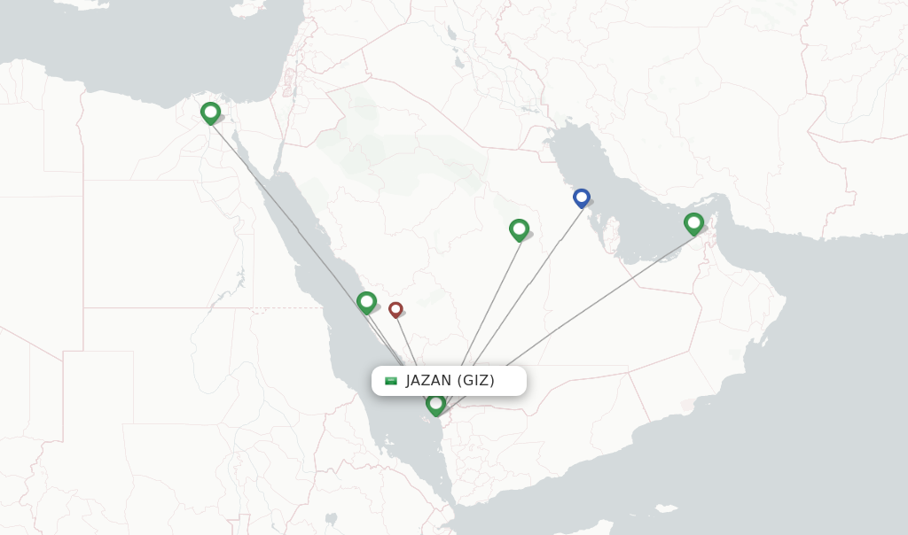 Jazan flight map