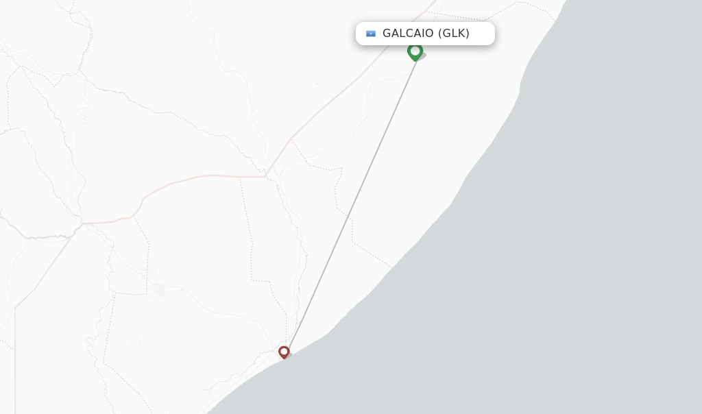 Route map with flights from Galcaio with 