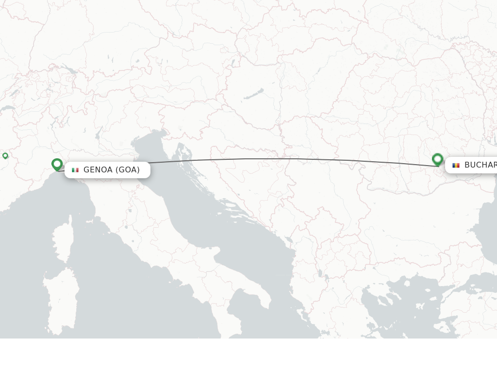 Flights from Genoa to Bucharest route map