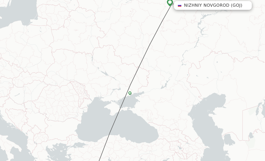 Flights from Nizhniy Novgorod to Antalya route map