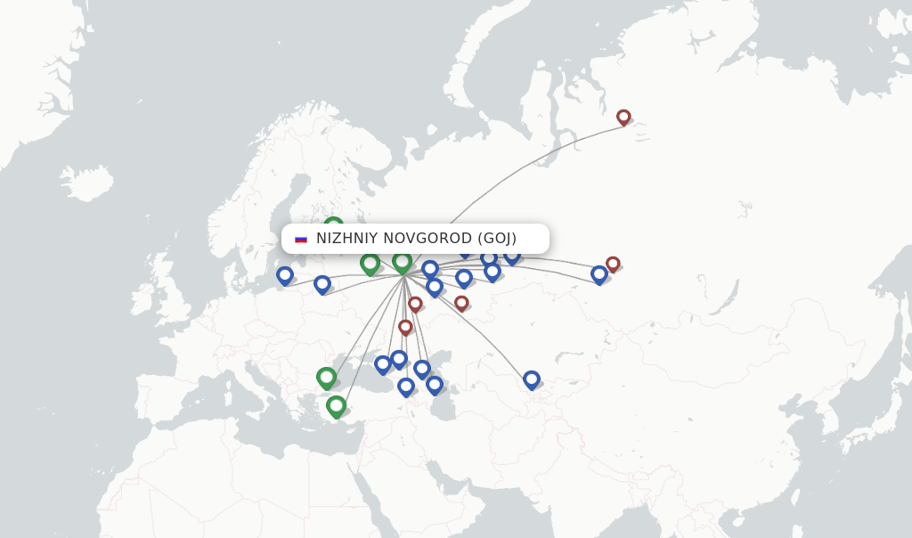 Nizhniy Novgorod flight map